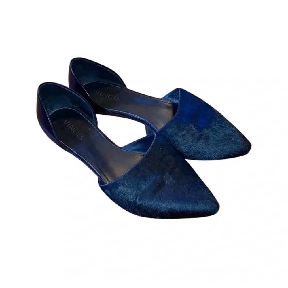 Vince Nina D'Orsay Genuine Calf Hair Black Flats Size 7.5